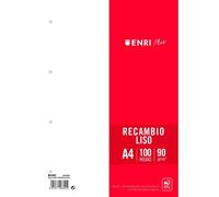 Enri Recambio Plus A4 90 gr Liso 4 Taladros Blanco 100 Hojas