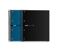 Enri STATUS, Pack de 2 Cuadernos A5+, Cuadricula 5x5, Tapa Extradura, Espiral, 5 Bandas de Color, 160 hojas, Colores Negro y Azul