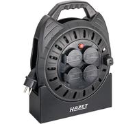 Enrollacable HAZET con soporte 161N-3D/2 , 10 m de cable, enchufe de seguridad 230V, 4 tomas, 16A, 3500W - interruptor térmico, adecuado para carro de taller HAZET