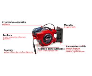 Enrollador manguera einhell con cable de 1 tomas y 30 m