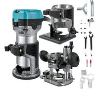 Enrutadora, 710W, para trabajar la madera. Enrutadora para carpintería con 3 mandriles. Herramienta enrutadora para madera con base fija, de inmersión e inclinable. Enrutadora para carpintería con car