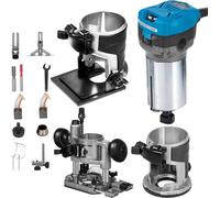 Enrutadora compacta de 800W con torque máximo, velocidad variable de 30.000 RPM, y mandíbulas de 1/4" y 3/8". Incluye 1 base de inmersión y 1 base inclinable. Voltaje: 220V