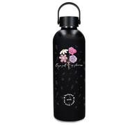 Enso Magical Full of Flowers Botella de Acero Inoxidable Negro con Capacidad para 500ml y Medidas 7 x 23 cms Acero Inoxidable