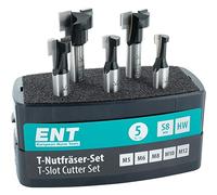 ENT 09055 Juego de 5 fresas para ranuras en T optimizado para tornillos M5 M6 M8 M10 M12, HW, Vástago (S) 8 mm