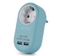 Entac epag-1ee-2usb-b adaptador de enchufe eléctrico tipo f azul