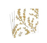 Entertaining with Caspari Berry Branches - Servilletas de papel para cóctel, color blanco y dorado, 20 unidades