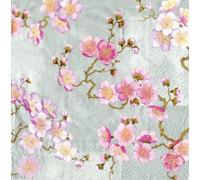 Entertaining with Caspari - Servilletas (2 unidades), diseño de flor de ciruelo, color plateado, 40 servilletas