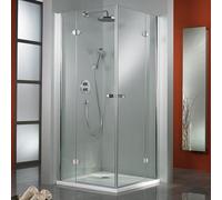 Entrada de esquina HSK Premium Classic con 2 puertas giratorias, 4 secciones, tamaño: 80 x 90 x 200 cm, 620015-41-50, Cabinas de ducha: Aspecto cromado: ESG transparente