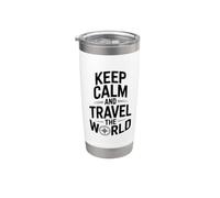 Entusiasta de la aventura Keep Calm and Travel the World Vaso térmico de acero inoxidable de doble pared