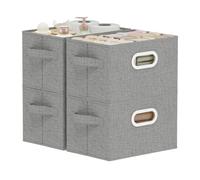 ENUMAIL Caja de Almacenamiento con Manija Metálica,26x20x17cm,Gris,4 Piezas | Cesta de Almacenaje con Placa de Soporte PP,Organizador de escritorio con Mango,Lavable Caja para Armario Abatible de Tejidos