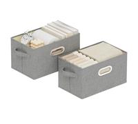 ENUMAIL Caja de Almacenamiento con Manija Metálica,33x23x20cm,Gris,2 Piezas | Cesta de Almacenaje con Placa de Soporte PP,Organizador de escritorio con Mango,Lavable Caja para Armario Abatible de Tejidos