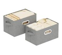 ENUMAIL Caja de Almacenamiento con Manija Metálica,38x25x25cm,Gris,2 Piezas | Cesta de Almacenaje con Placa de Soporte PP,Organizador de escritorio con Mango,Lavable Caja para Armario Abatible de Tejidos