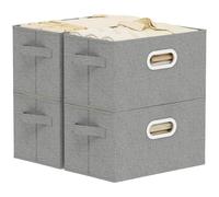 ENUMAIL Caja de Almacenamiento con Manija Metálica,38x25x25cm,Gris,4 Piezas | Cesta de Almacenaje con Placa de Soporte PP,Organizador de escritorio con Mango,Lavable Caja para Armario Abatible de Tejidos