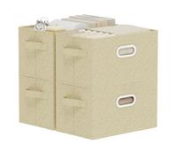 ENUMAIL Cesta Almacenamiento Lavable,33x23x20cm,Gris y Beige,4 Piezas | Caja de Almacenaje con Placa de Soporte PP,Contenedor Almacenamiento con Manija Metálica,Plegable Cesta para Armario sin Tapa