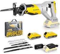 Enventor 20V Brushless Sierra de Sable Batería, 2 Baterías 2.0Ah | Sierra Alternativa Inalámbrica, Velocidad Variable de 0-3000RPM, 5 Hojas de Sierra, Corta Madera, Metal, Plástic, Ramas