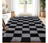 Enyhom Alfombra Salon Grande Pelo Largo 200 x 300 cm Cuadros Noir y Gris Fluffy Alfombra Habitacion Pelo Grueso Antideslizante Lavable Lavadora Alfombras Dormitorio Moderna y Suave Tapetes para Sala