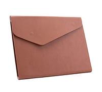 Enyuwlcm Carpeta portadocumentos A4 de piel sintética de poliuretano (PU) impermeable, funda tipo sobre con cierre magnético invisible, marrón