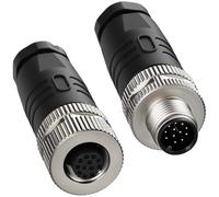 Eonvic Conector industrial M12 de 12 pines macho y hembra, código A, conector de aviación de 12 mm, enchufe circular de 30 V 1 A, conectores de soldadura impermeables para sensor de automatización