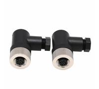 Eonvic M12 - Conector hembra de 4 pines, conector circular industrial de ángulo recto de 12 mm A, sensor cableable de montaje de campo sin shiled IP67, 250 V, 4 A, CA/CC, 2 unidades