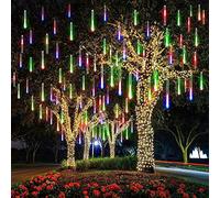 EONYUANGUO Luces de Lluvia de Meteoros 30cm 10 Tubo 360LED Solares para Fiestas de Navidad, Boda, Árbol de Navidad (Multicolor)