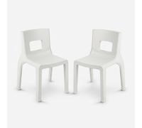 Eos - Juego de 2 sillas de diseño para interiores y exteriores, de polietileno, fabricadas en Italia, color blanco