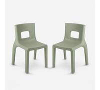 Eos - Juego de 2 sillas de diseño para interiores y exteriores, de polietileno, fabricadas en Italia, color verde