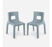 Eos - Juego de 2 sillas de diseño para interiores y exteriores, de polietileno, fabricadas en Italia, color azul