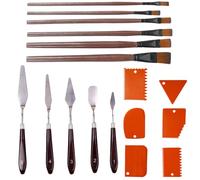 Eowppue Juego De 5 Espátulas para Estructura De Pintura Al Óleo, Rascadores De Paleta De 6 Colores, Espátulas De Naranja, 6 Lápices De Pintura, Espatula De Encolado Y Espátula De Pintor