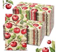 Epakh 200 servilletas de papel desechables de 2 capas de manzanas a granel de frutas rojas otoñales, servilletas de papel para cenas, para baño, Acción de Gracias, fiesta de regreso a clases, 7.9 x