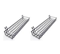 Epdpekc 2X Cesta Colgante para Panel de Rejilla de Pared de Alambre Almacenamiento de Pared Multifunción Y Cesta de Exhibición, 40X10X5CM, Pintado en Negro