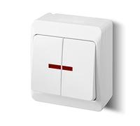 EPN weiss 1 interruptor IP44 para entornos húmedos Schuko Hermes Antra (doble interruptor 0332-07) x 53 x 141 x 83 mm