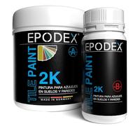 EPODEX Pintura para azulejos 2K, Pintura azulejos baño, cocina y más, Resistente al agua y abrasión, Apta para suelos y paredes, 1,8kg (7m² con 2 capas) - Cappuccino - Pastel