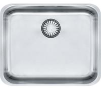 EPOS, modelo EOX 110-45, 470x415 mm, cesta de desagüe integrada con válvula de pulsador, con rebosadero oculto, con juego de desagüe, acero inoxidable cepillado