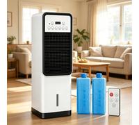 eQianyuan Aire Acondicionado Portátil con Calefacción y Mando a Distancia | Aire Acondicionado Y Calefactor 2-en-1, Enfriamiento con Agua y Hielo, Calefacción PTC 1800W, 3 Velocidades, Oscilación 120°