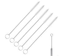 EQLEF Cepillo Limpia Pajitas 5 Piezas, Cepillo de tubo de acero inoxidable de 20 cm / 7,8 pulgadas, cepillo de tapa de Copa de cepillo de limpieza de pajitas de cepillo de acero inoxidable