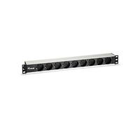 Equip 333292 - Alargador de Cables (9 Tomas, 250 V, 50/60 Hz, 16 A, 1.8 Metros), Plateado y Negro