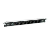 Equip Regleta Alimentación Rack 19 1U 7x Schuko + 2x USB Aluminio Negra - Distribución de Energía