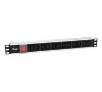 Equip - Regleta de 19 Pulgadas (1HE), 12 enchufes con Schuko + Interruptor A