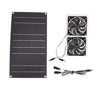 equipo fan panel solar 100w 12v, ventiladores duales cable USB poco ruido | Para entrada o salida de aire al aire libre, para gallinero, cobertizo de invernadero, cabaña para mascotas