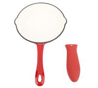 equlup Sartén de hierro fundido esmaltado, sartén redonda de 16/20/25 cm con asa y boquillas vertedoras, utensilios de cocina antiadherentes para asar, freír (16cm)