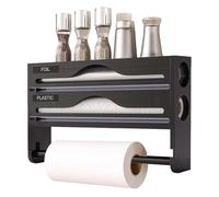 Erconsso Dispensador De Papel para Cocina, Organizador De Papel De Aluminio con Portarrollos Y Cortador, Organizador De Cocina De Pared para Albal Y Aluminio