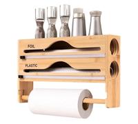 Erconsso Dispensador De Rollos De Cocina,Dispensador De Papel De Hornear con Soporte para Rollos - Organizador De Cocina De Pared para Papel Albal Y Aluminio