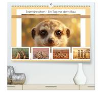 Erdmännchen - Ein Tag vor dem Bau (hochwertiger Premium Wandkalender 2027 DIN A2 quer), Kunstdruck in Hochglanz: Familienleben in der afrikanischen Savanne