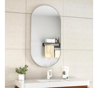 Erfu Espejo de Baño Ovalado 50x100 cm de Lujo - Calefacción Antiempañamiento, Iluminación LED Regulable, Temperatura de Color Ajustable, Táctil (Gris Gunmetal)
