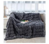 Ergocar Manta, Suave y Acogedora Manta de Piel de Conejo Sintética, Reversible Cálida Franela, Esponjosa y Gruesa para Sofa, Cama o Sala de Estar