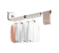 Ergocar Tendedero de Ropa Montado en la Pared, Plegable Estante de Secado Retráctil de Ropa, Giratorio de 360°, Tendedero Pared Aluminio para Balcones, Baños, Dormitorios