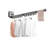 Ergocar Tendedero de Ropa Montado en la Pared, Plegable Estante de Secado Retráctil de Ropa, Giratorio de 360°, Tendedero Pared Aluminio para Balcones, Baños, Dormitorios