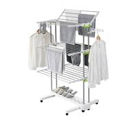 Ergocar Tendedero Vertical Plegable, 4 Niveles Tendedores de Ropa Tipo Torre, Ahorre Espacio, Tendedero Extensible con Ruedas, para Exteriores y Interiores