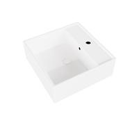 Eridanus Lavabo de Baño de Pared, Lavamanos Mural Cerámica, 410x410x150 mm | Lavabo suspendido de porcelana, rectangular 410x410x150 mm, con desborde, Blanco, Montaje doble sobre encimera y en pared