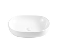 Eridanus Lavatório Casa de Banho Ovalado de Cerâmica, 600 x 400 x 150 mm | Lavabo de cerámica, 600x400x150mm, Oval, Sobreencimera, Blanco, Para mueble lavabo, Guardarropa, Tocador, Pileta del baño